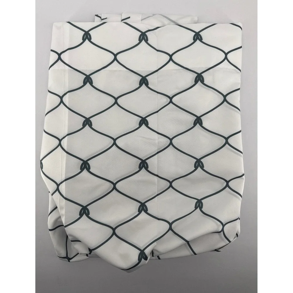 Premium White Black Geometric Knot Microfiber 2-Panel Window Curtains 56x84
